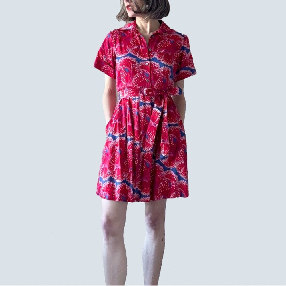 Cotton Brooks Brothers Red Floral Dress